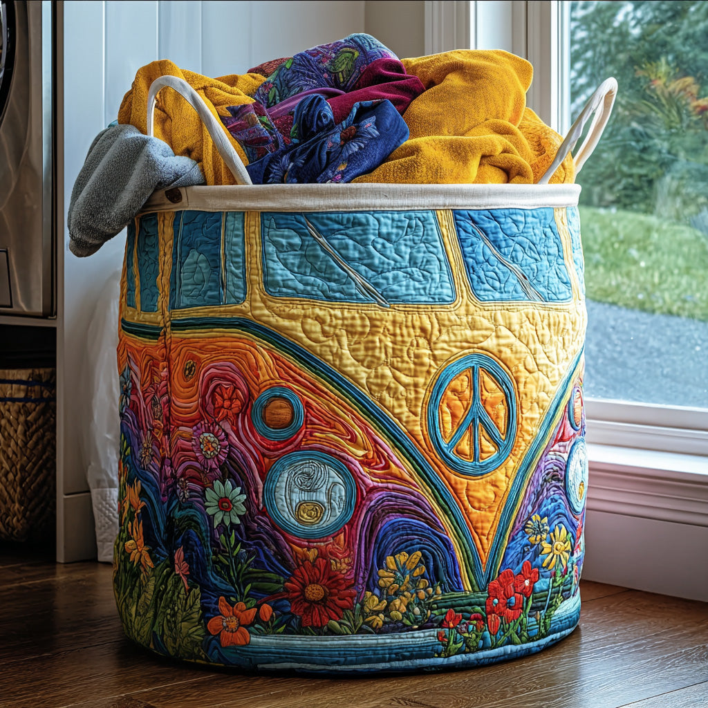 Quilted laundry basket in colourful hippie style NCU0QN026
