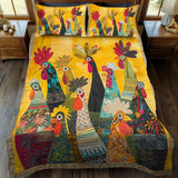3-Piece Bed Cover - Roosters at Dawn