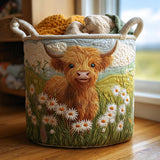 Quilted laundry basket with Highland cow NCU0QN015