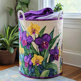 Quilted Laundry Basket — Orchids at Sunset