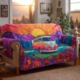 Quilted Sofa Cover in Hippie Style – Non-Slip