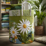 Quilted Laundry Basket — Flower Stems