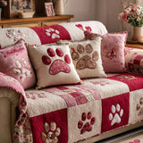 Quilted Sofa Cover Sweet Paw Prints – Non-Slip