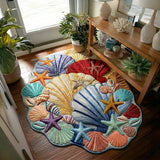 Custom Shell-Shaped Area Rug Tidal Whisper NCU0PT11677