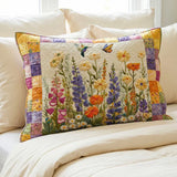 Quilted cushion cover with timeless flowers