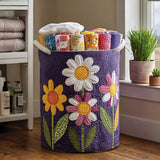 Quilted laundry basket with floral pattern NCU0QN006