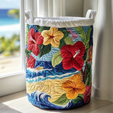 Quilted laundry basket with tropical pattern NCU0QN021