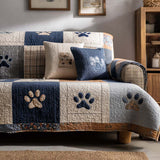 Quilted Sofa Cover with Velvet Paws
