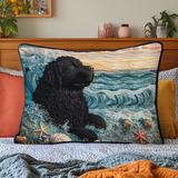 Quilted cushion cover with lifeguard dog in water NCU0DV7366