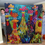Quilted Blankets with Whimsical Chickens NCU0PT040