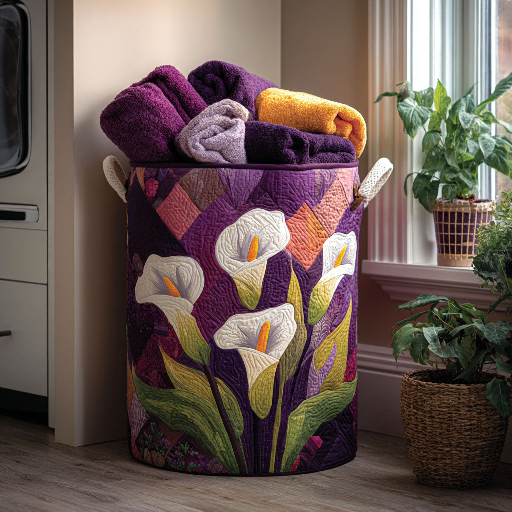 Quilted laundry basket with floral pattern NCU0QN006