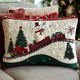 Quilted cushion cover with enchanted winter landscape NCU0PT9131