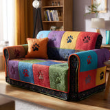 Quilted Sofa Cover with Paw Prints – Non-Slip