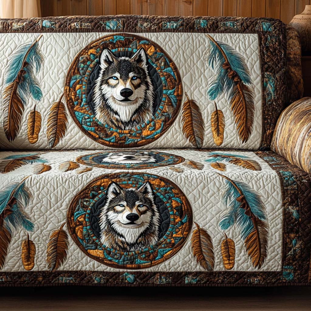 Quilted sofa cover with decorative pattern NCU0VT284