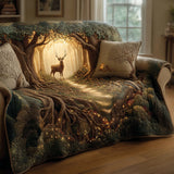 Quilted sofa cover with deer in the woods NCU0HH1236