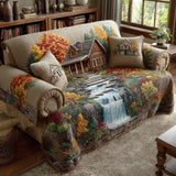 Quilted Sofa Cover Forest – Non-Slip