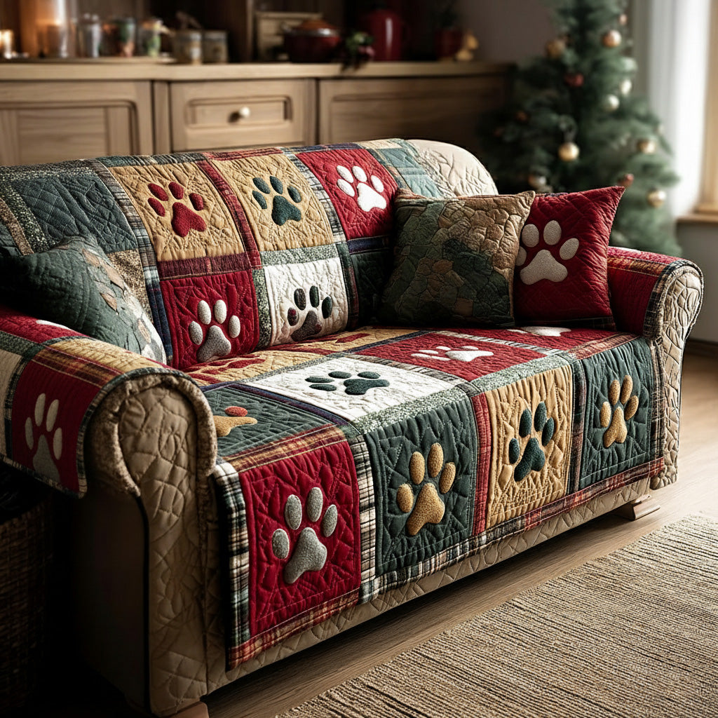 Quilted Sofa Cover with Paws – Gift Idea