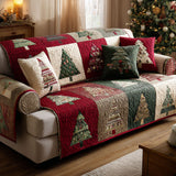 Quilted sofa cover with a cosy Christmas pattern NCU0TV837