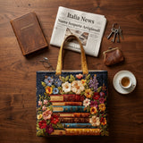 Quilted Bag with Floral Print and Books – For Book Lovers