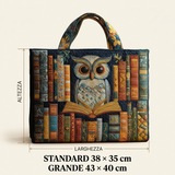 Handcrafted Owl and Antique Books Bag – Gift Idea