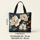 Delicate Magnolia Quilted Tote Bag – Two Sizes