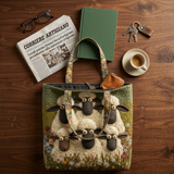 Quilted Artistic Bag with Five Sheep – Two Sizes