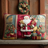 Quilted Cushion Cover with Santa Claus Welcome